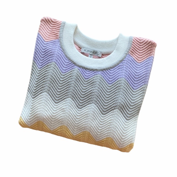 RONNY KOBO Jada Chevron Pastel Knit Sweater Small - Picture 3 of 13